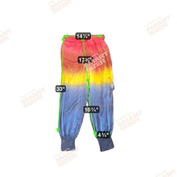 New CHASER Chaser Silky Basics Prism Dye Rainbow Belted Cuffed Cargo Pant Size S - Picture 13 of 13
